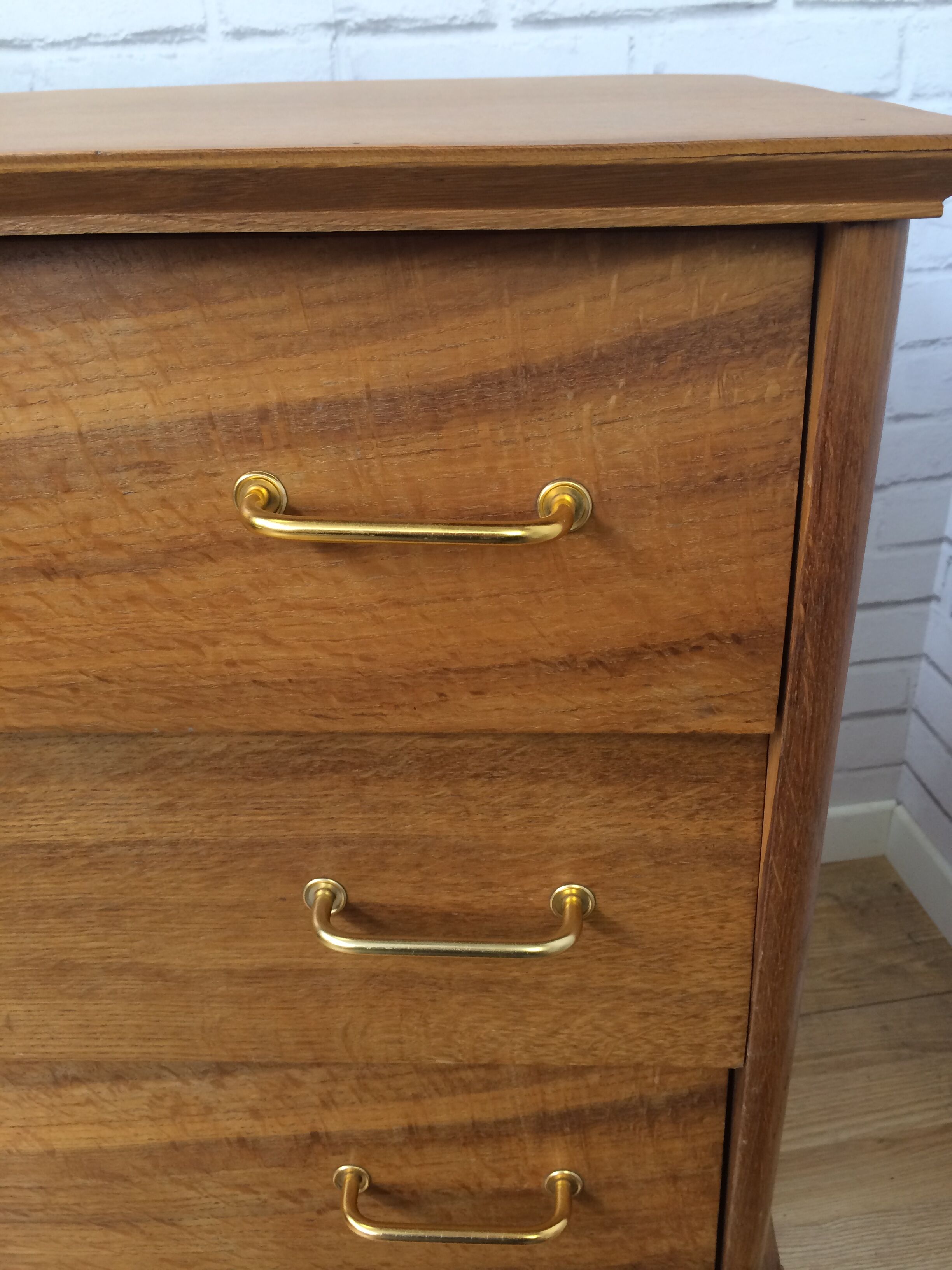 Chest of drawers 3 drawers golden oak compass feet