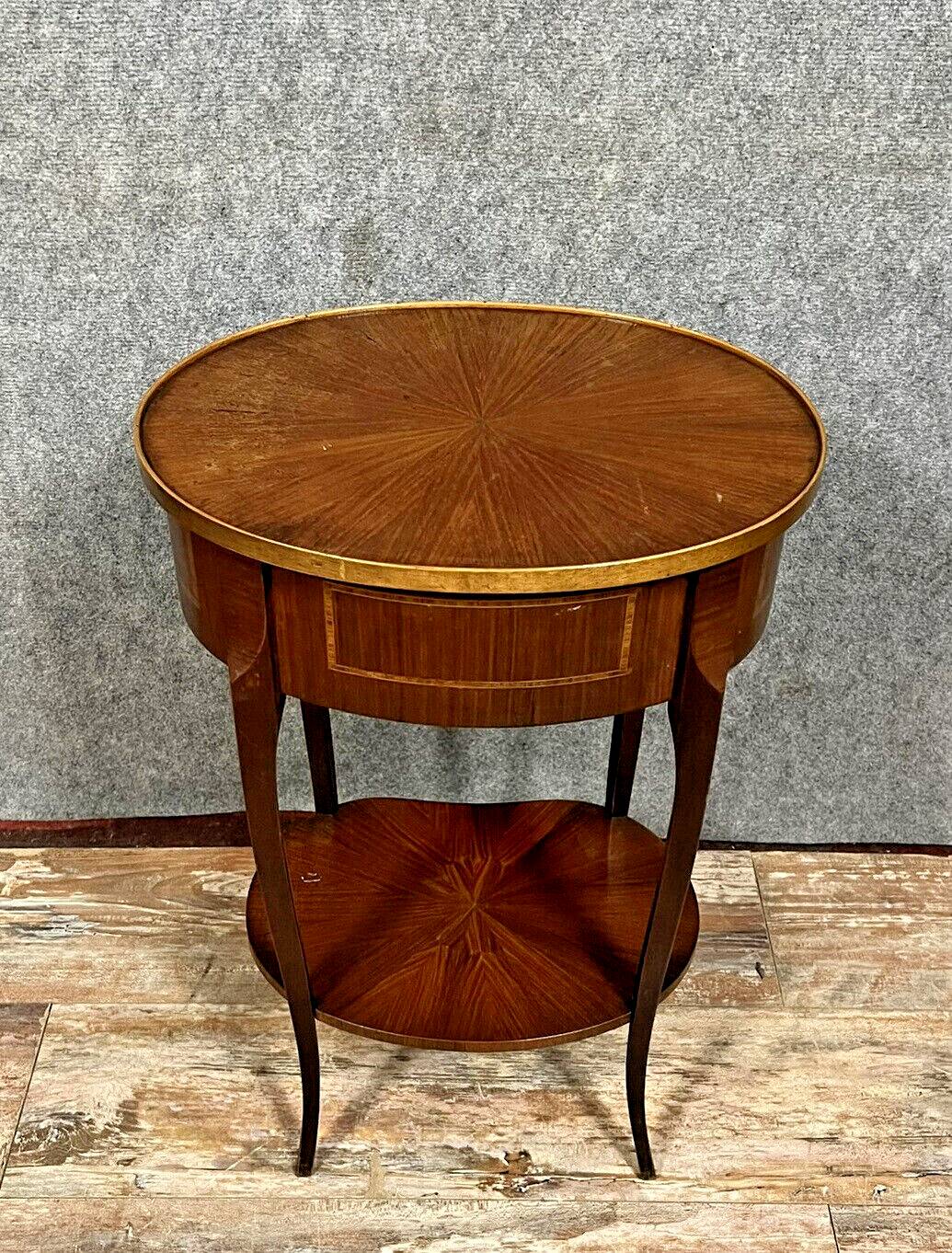 Louis XV style ceremonial marquetry drum table / circa 1920