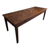 Table à manger de ferme française ancienne avec deux tiroirs | Chêne & pin | vers 1850–1900