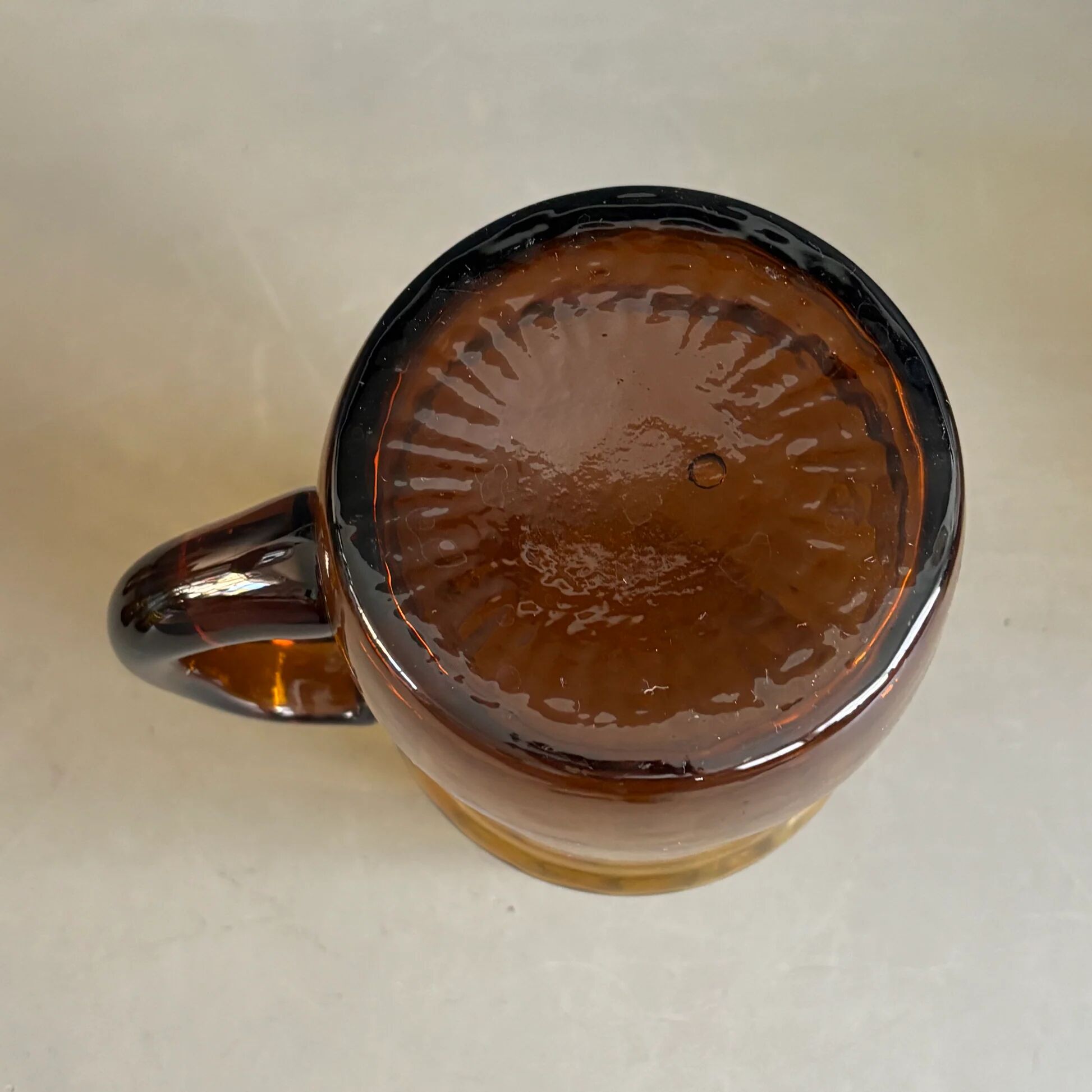 Amber textured glass water service, 1 jug + 5 glasses - Ref 1399