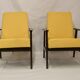 Armchair Henryk Lis 300-190 years 1970 yellow fabric Pierre Frey.