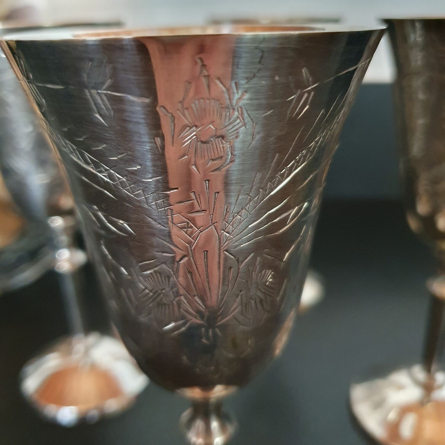 Silver metal glasses