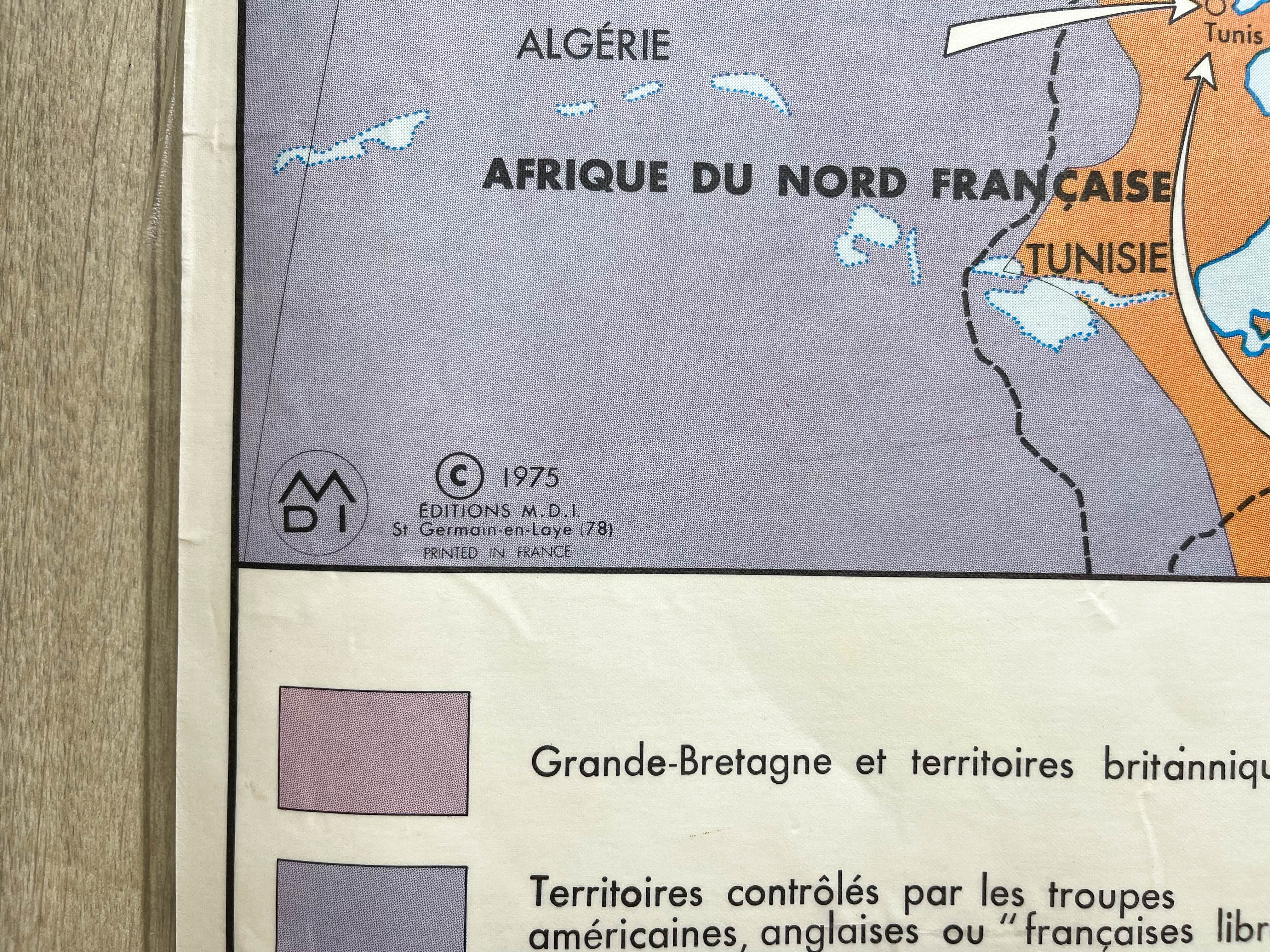 Vintage school map war in europe and the pacific mdi year 1975