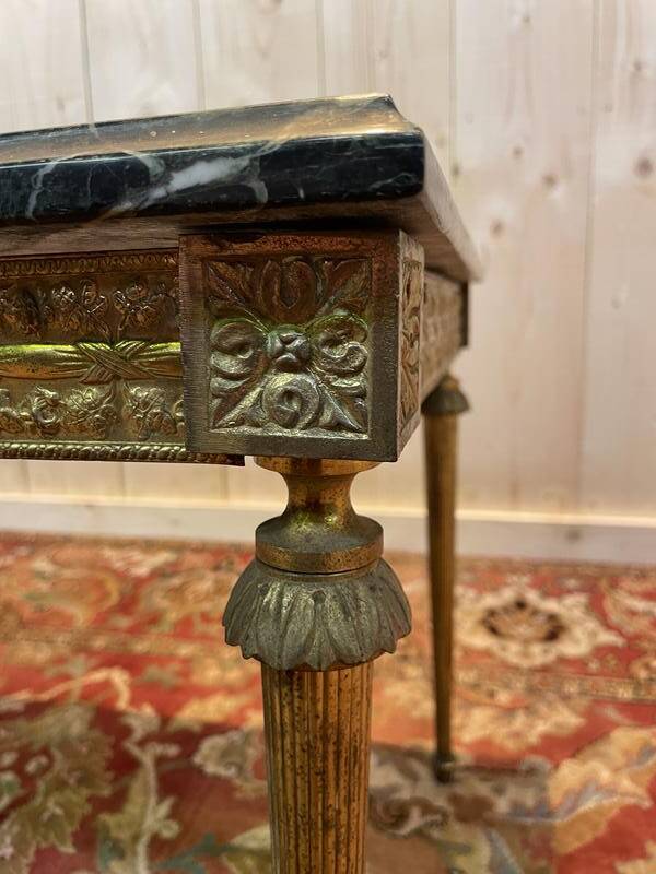 Louis XVI style coffee table in gilded brass and marble