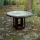 Art Deco round table in green marble