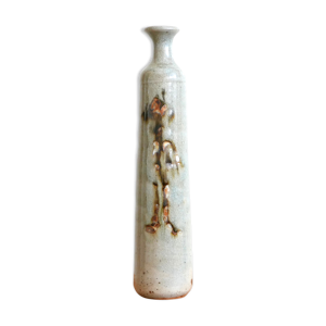 Vase bouteille en grès, décor