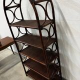 Dark rattan and bamboo bookshelf shelf