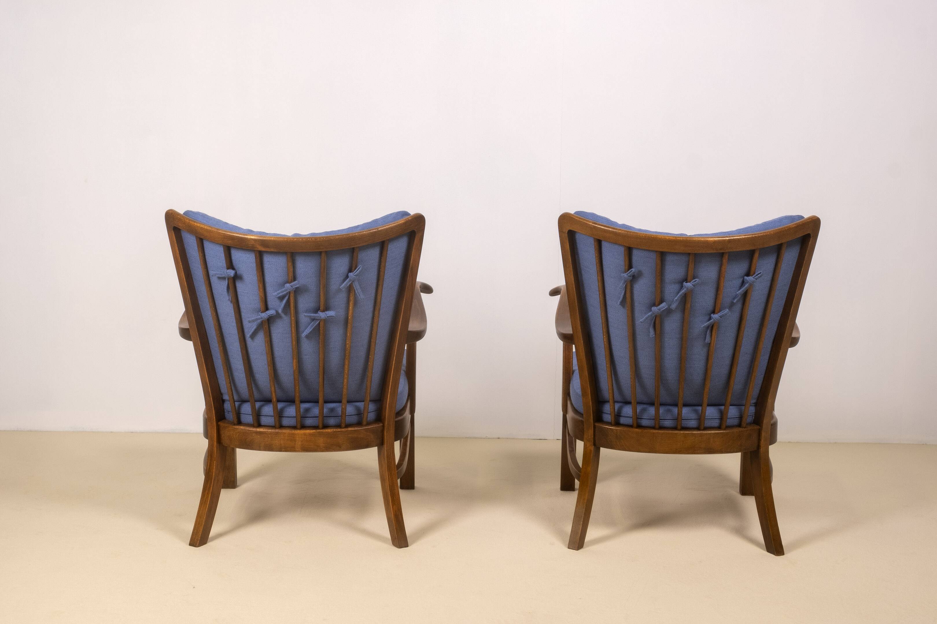 1940s Lounge Chairs by Tyge Hvass, Model 1628 for Fritz Hansen, Denmark