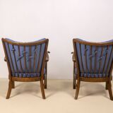 1940s Lounge Chairs by Tyge Hvass, Model 1628 for Fritz Hansen, Denmark