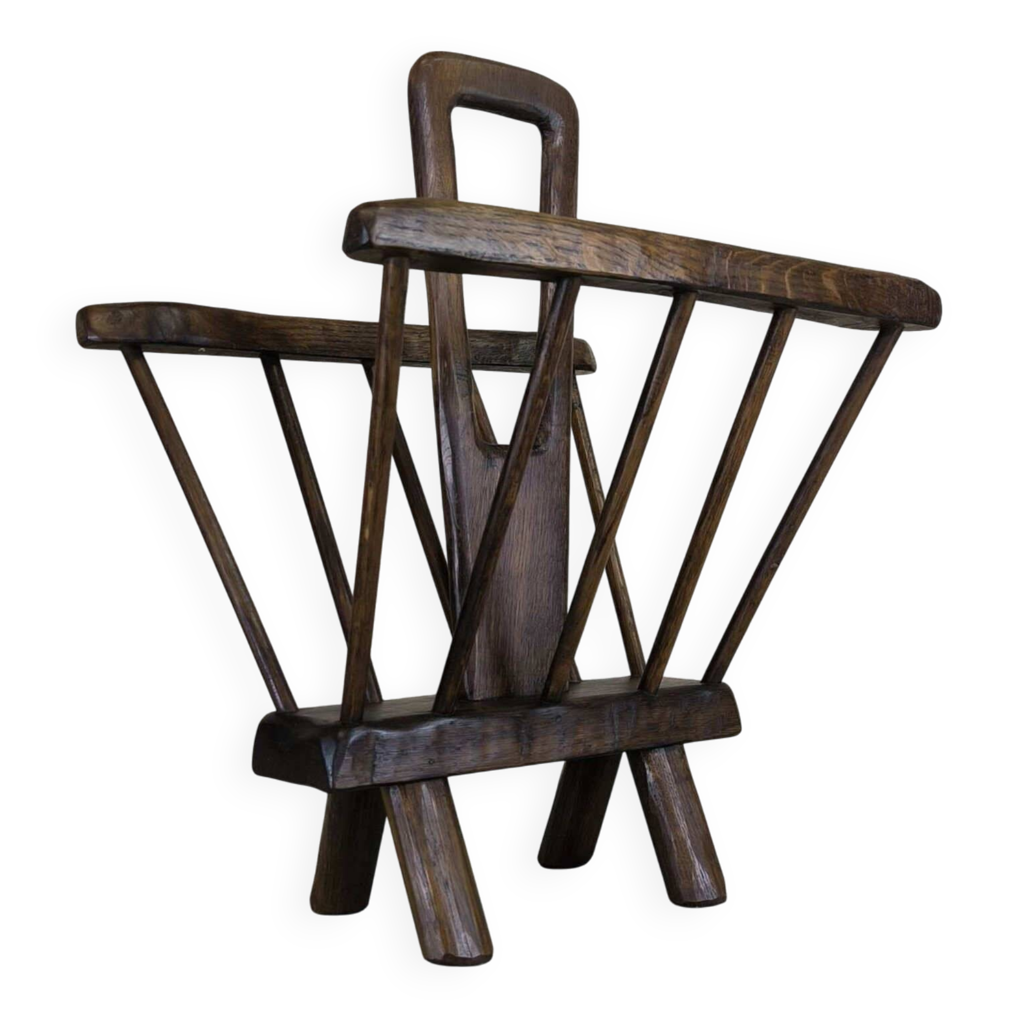 Vintage magazine rack in solid wood.