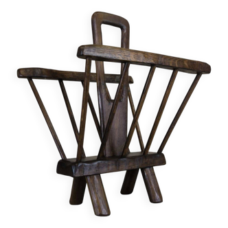 Vintage magazine rack in solid wood.