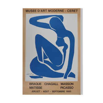 Henri matisse: graceful blue nude, signed lithographic poster