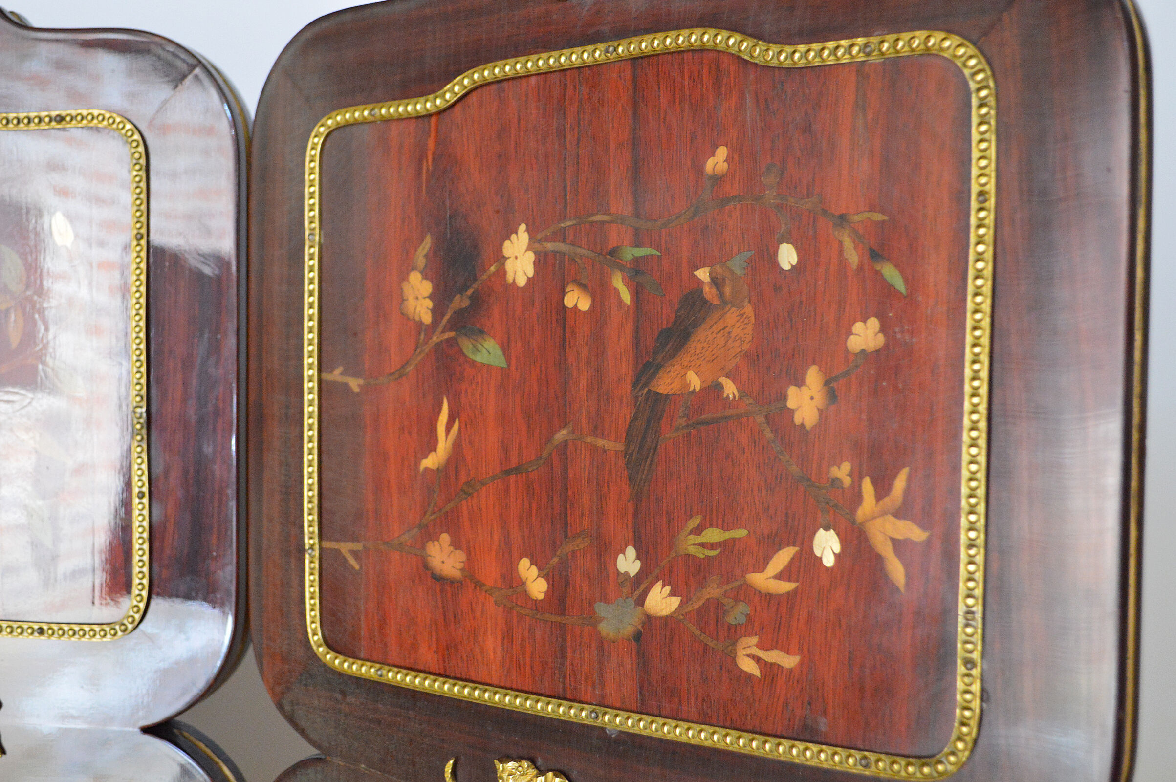 Neoclassical inlaid mahogany screen
