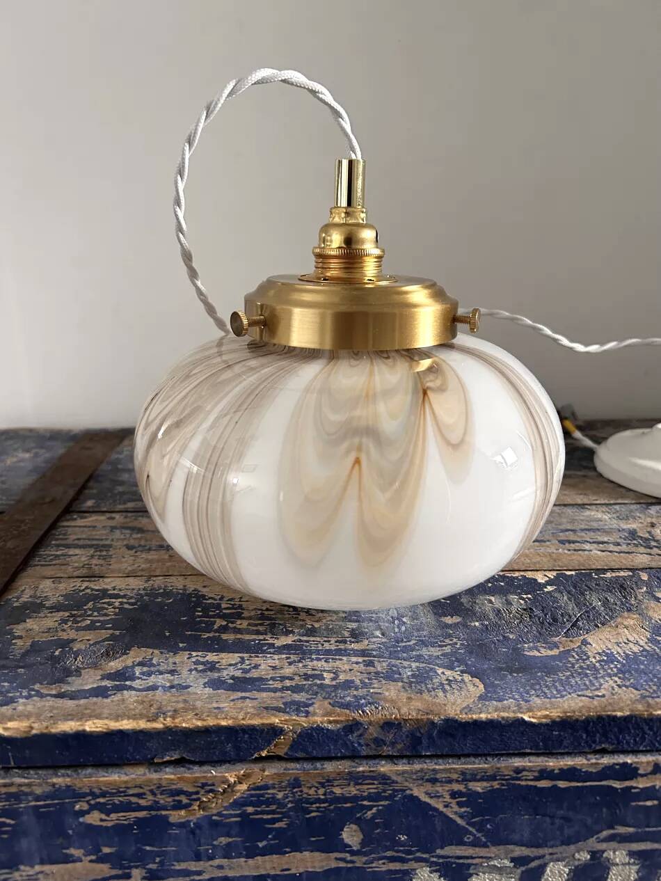 Vintage marbled opaline pendant light