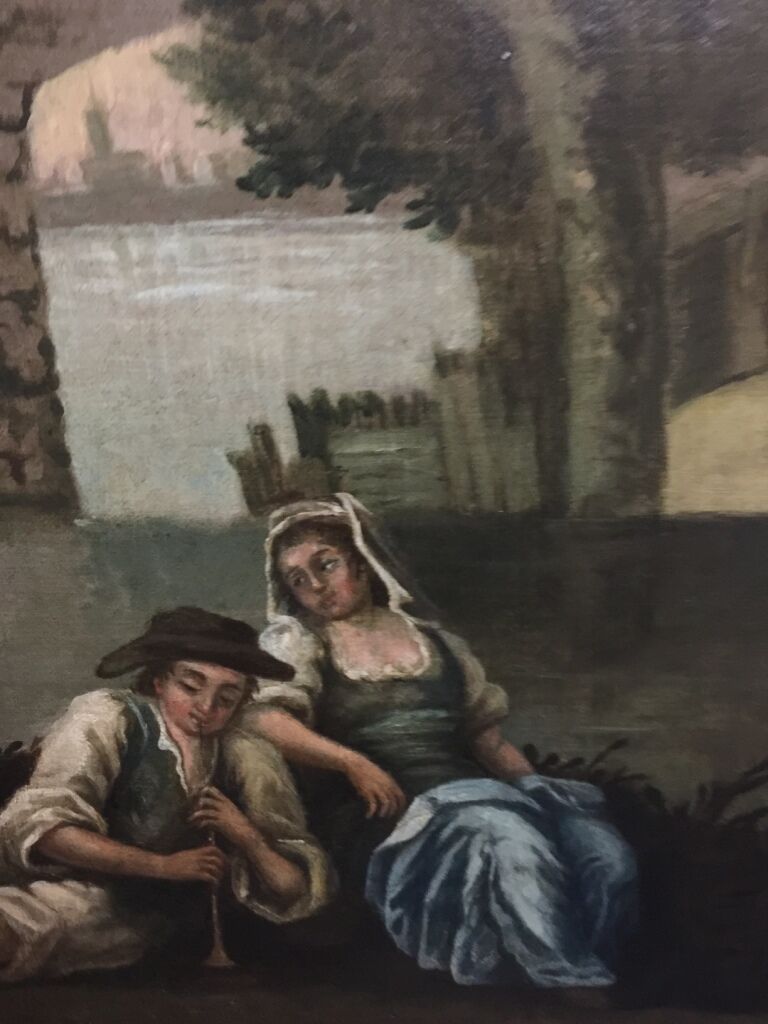 Ancient painting "The Romantic Rendezvous" by an unknown artist.