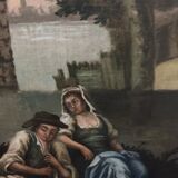 Ancient painting "The Romantic Rendezvous" by an unknown artist.