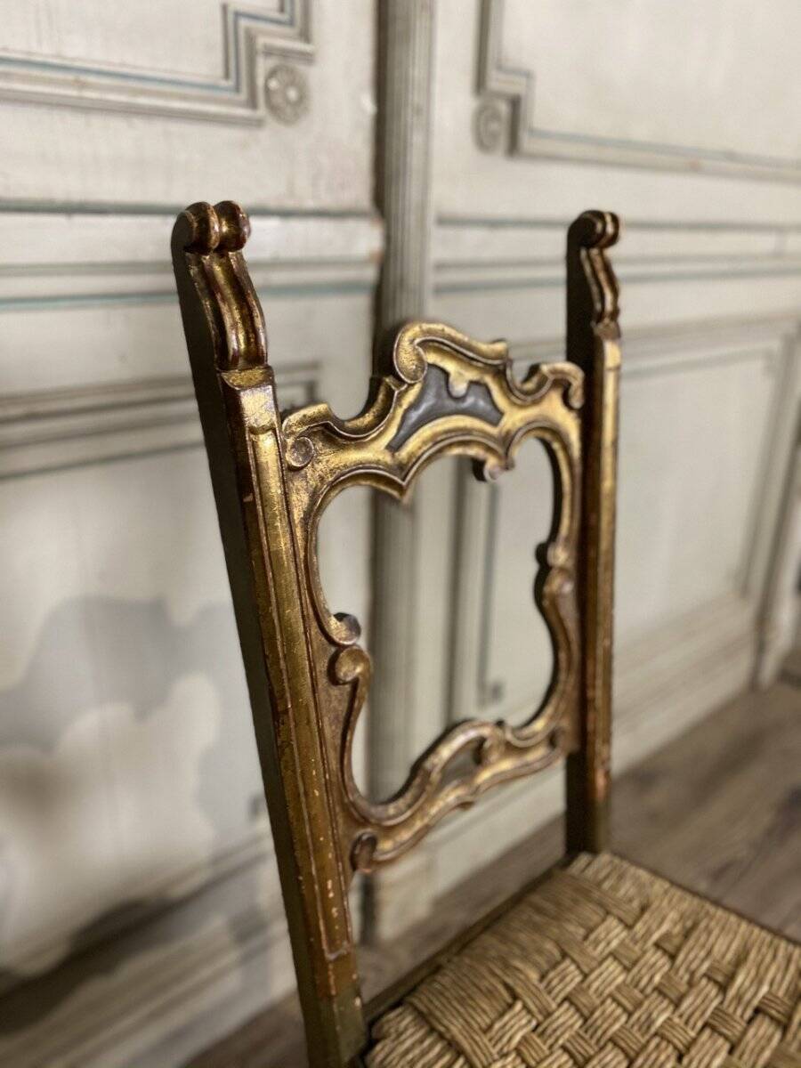 Set of 12 carved wooden chairs, Italy