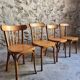 Ensemble vintage de 4 chaises bistrot françaises par Baumann & Luterma, bois de hêtre, années 1950