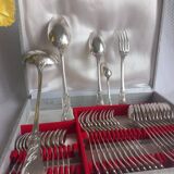 Art Nouveau cutlery set by Armand Frénais, late 19th century, silver-plated metal.