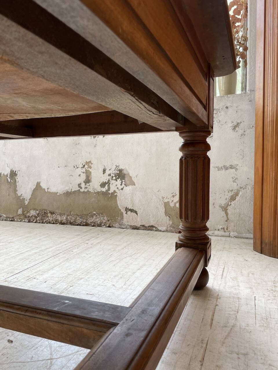 Solid walnut farmhouse castle table 1900 XXL