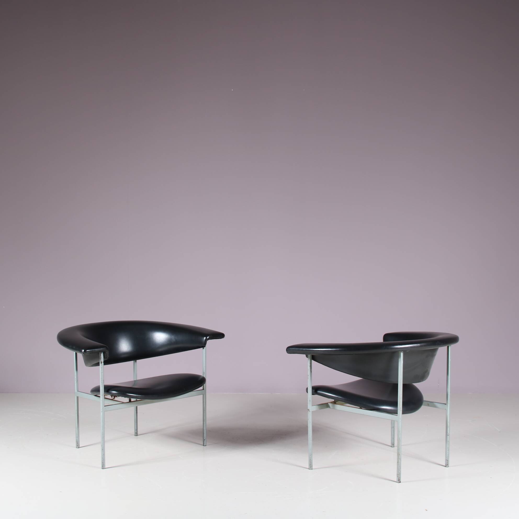 1960s Pair of “Meander Gamma” Chairs by Rudolf Wolf for Gaasbeek & Van Tiel, Netherlands