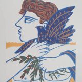Alekos FASSIANOS: Olympic Games, Athlete with branches and dove, Signed lithograph