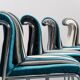 Set de 4 chaises dentifrice velours 70s vintage