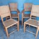 Lot 2 armchairs and 2 chairs design wood and straw period 1970