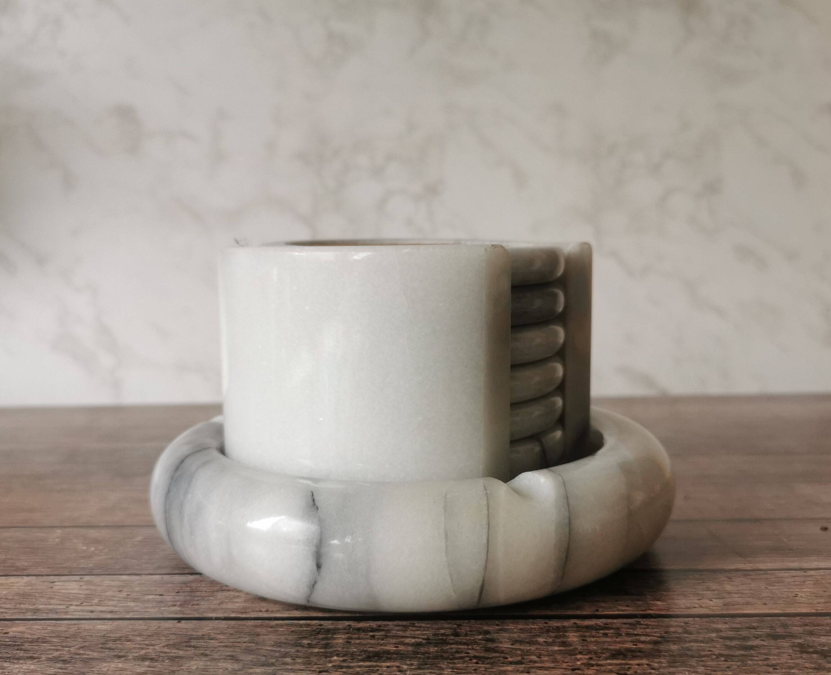 Ashtray and marble under glass