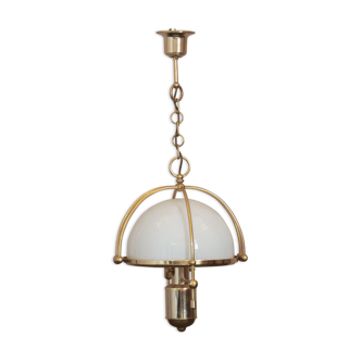 1970s goldenrod pendant with opaline glass