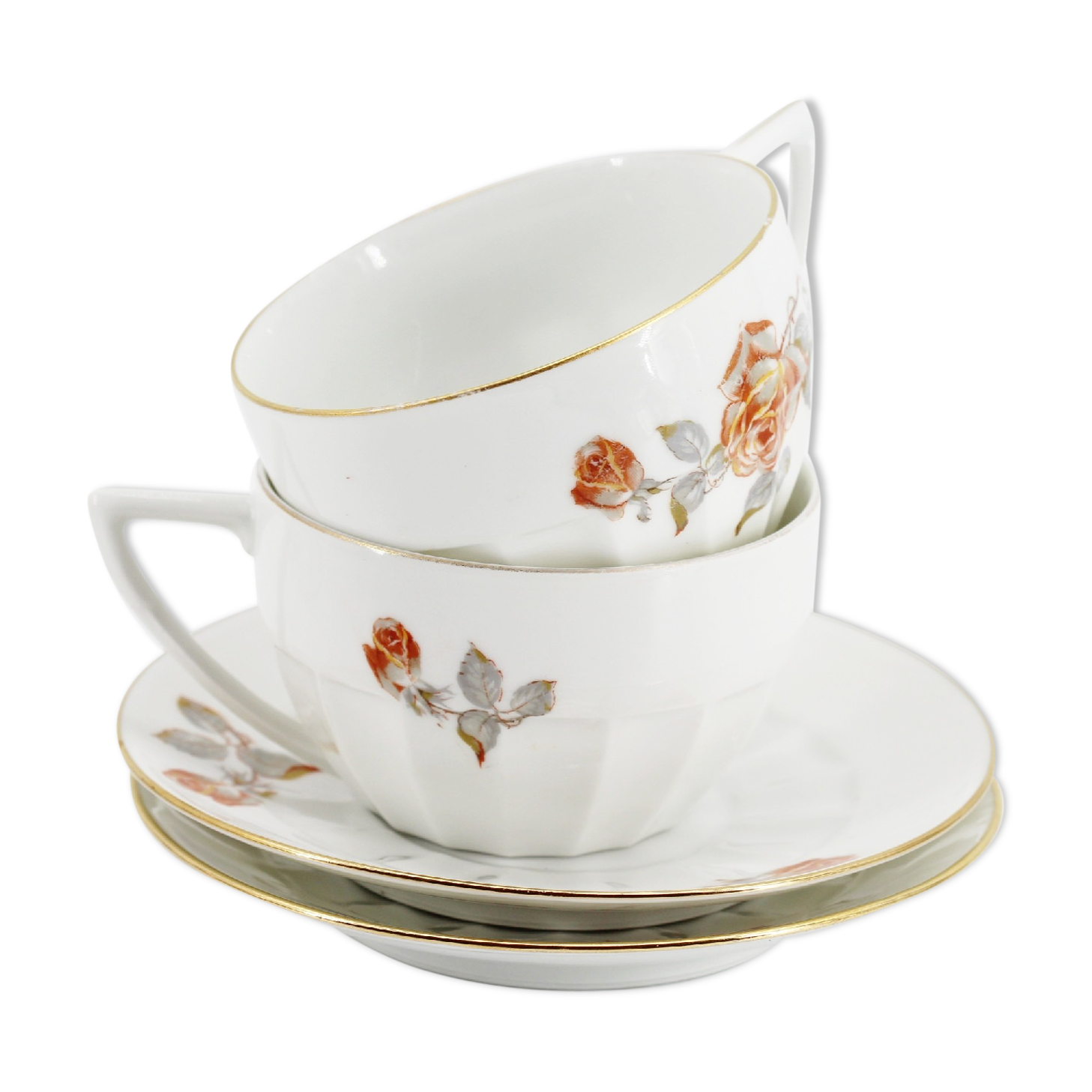 Lot de 2 tasses et sous tasses porcelaine Lamotte