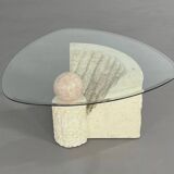 Vintage freeform stone marquetry coffee table, 1980s