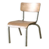 Ancienne chaise d'écolier en bois et métal