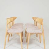 Dining Chairs Set of 6 Pink Soft Fabric Scandinavian design Natural wo