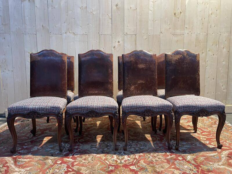 Set of 8 Louis XV style walnut chairs
