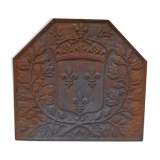 Cast iron fireplace plate fleur de lys art foundry never laid