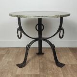 Marble and wrought iron coffee table