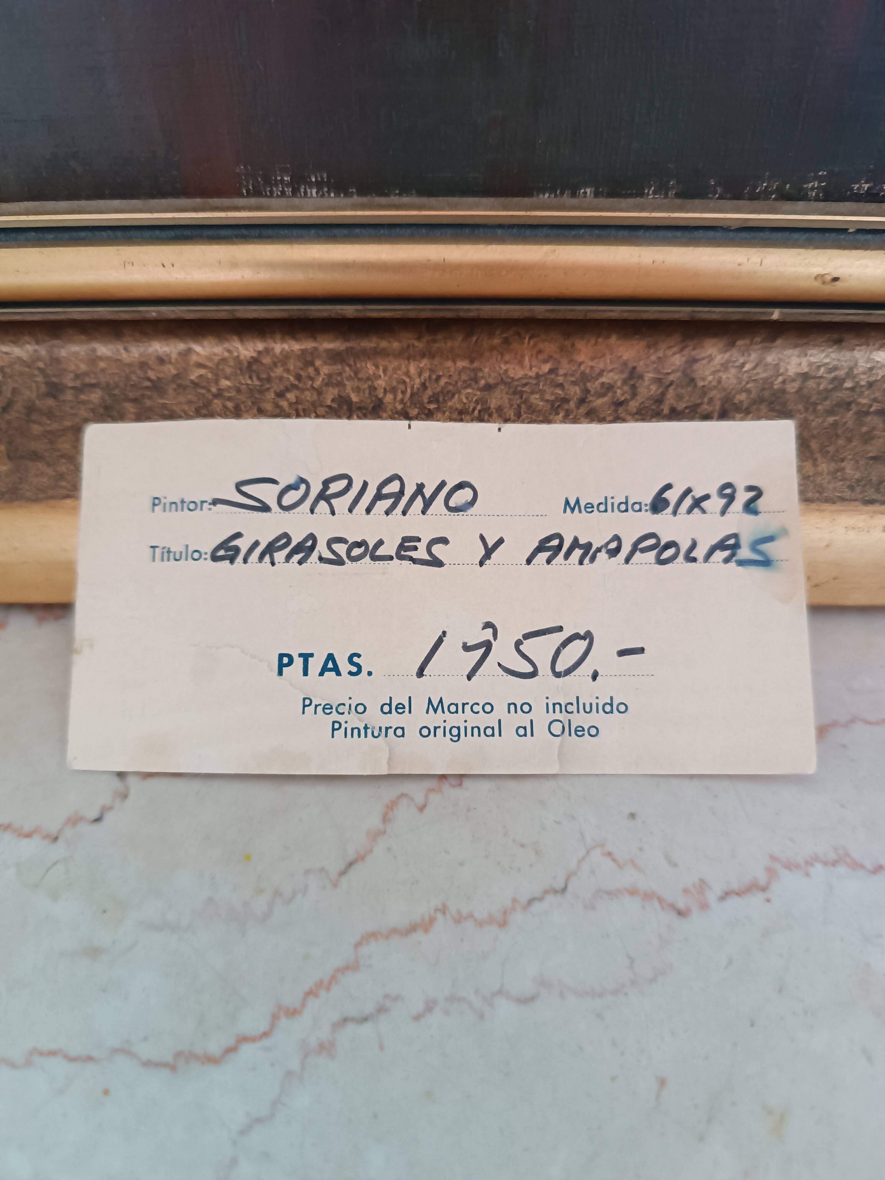 Oil on canvas still life with flowers signed soriano