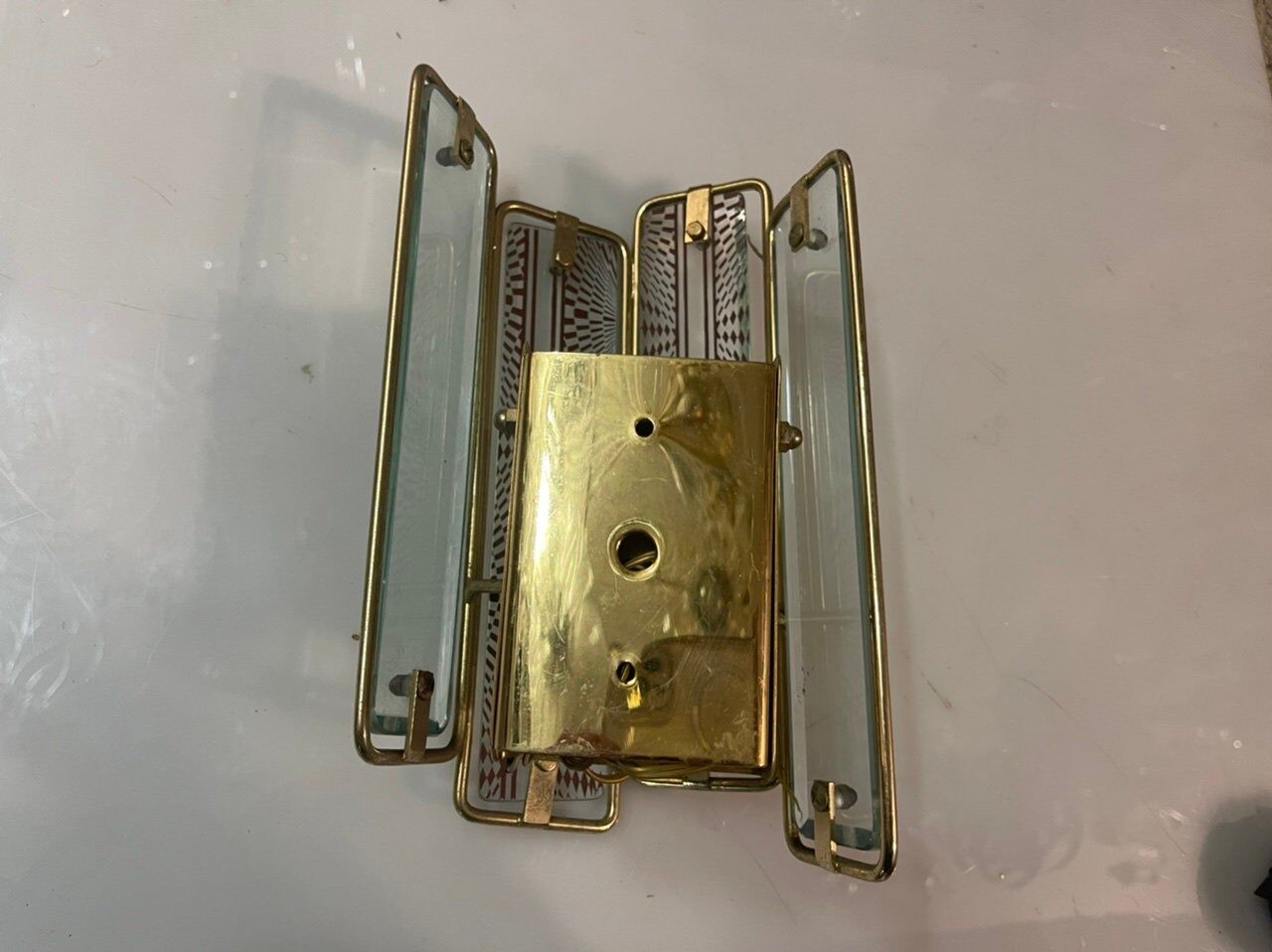 Italian brass glass sconces, 1970