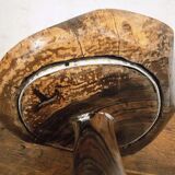 Hand-carved wooden mushroom table lamp with integrated LED