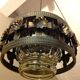 Suspension in enamelled amber glass / vintage 60s-70s