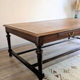 Large pitch pine table 230×140 – Early 20th century, warm and charming