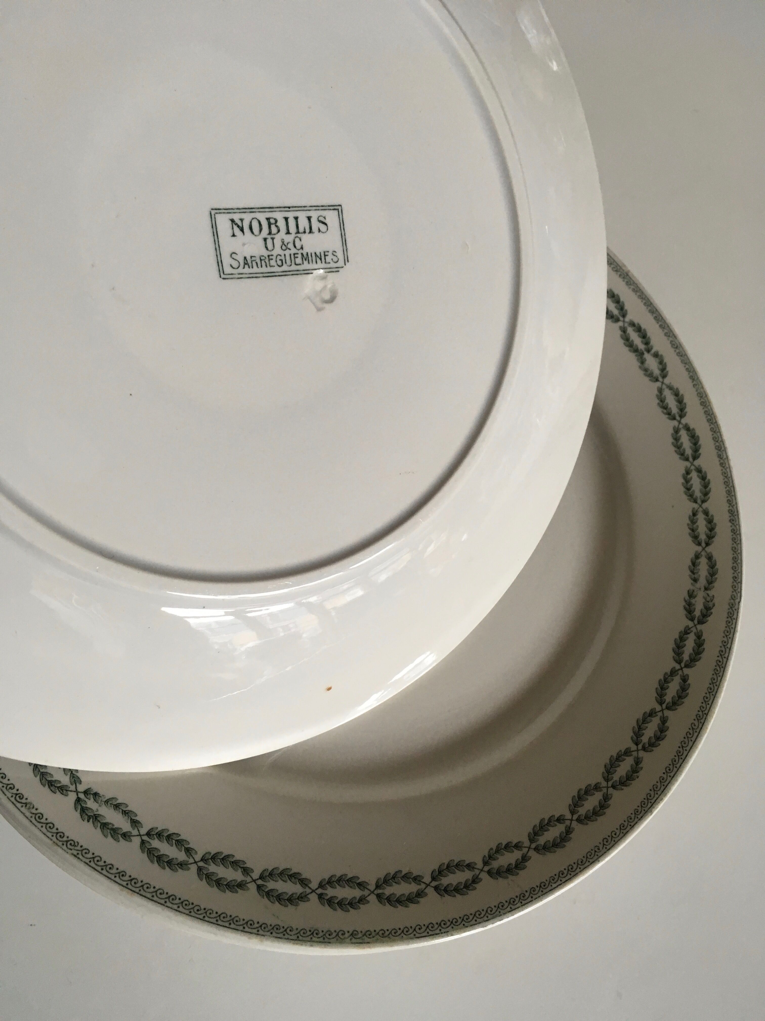 Set of 10 plates Sarreguemines 1900 faience U-C Nobilis