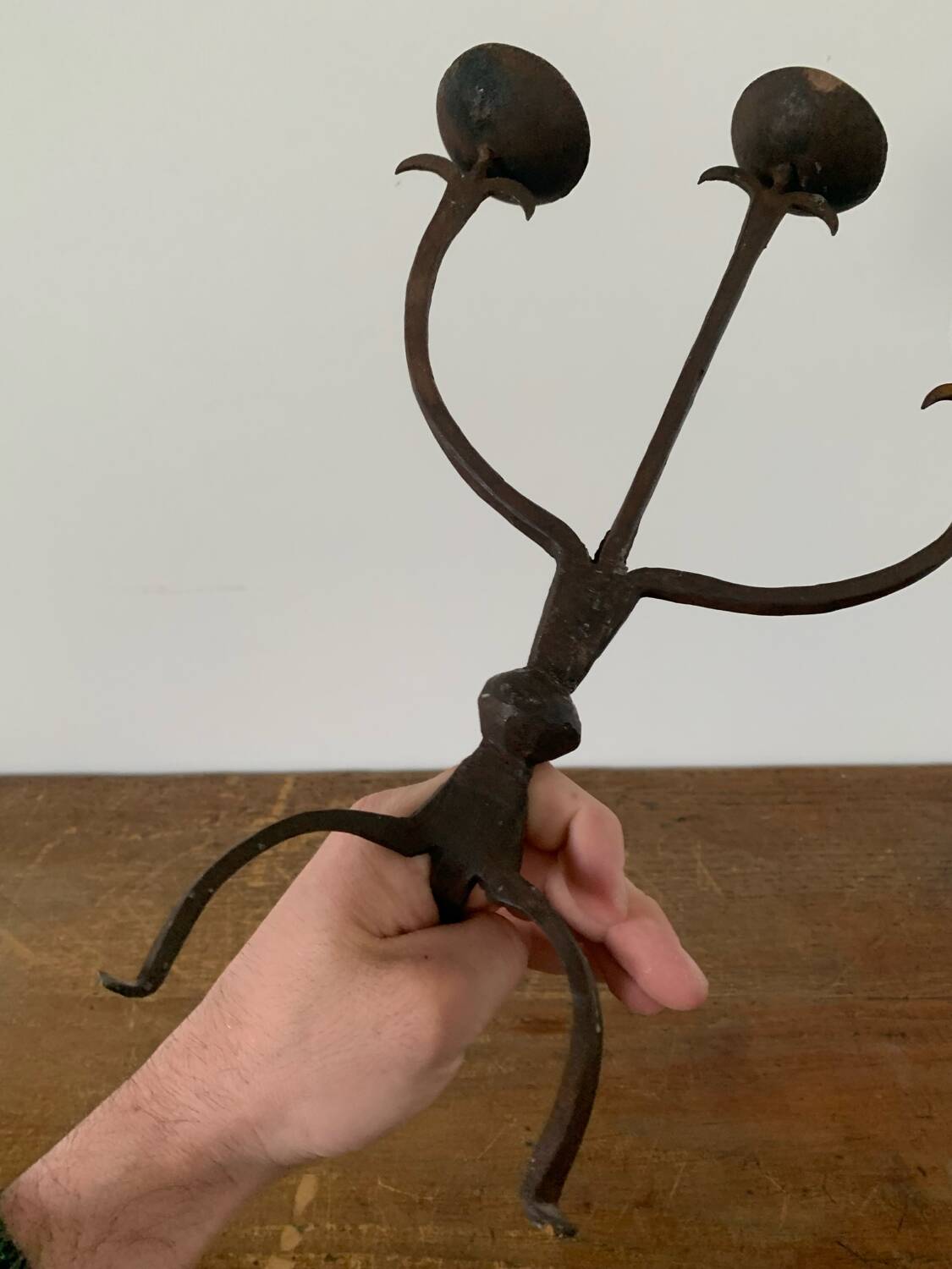 Brutalist Iron Candle Holder Circa 1970 Vintage