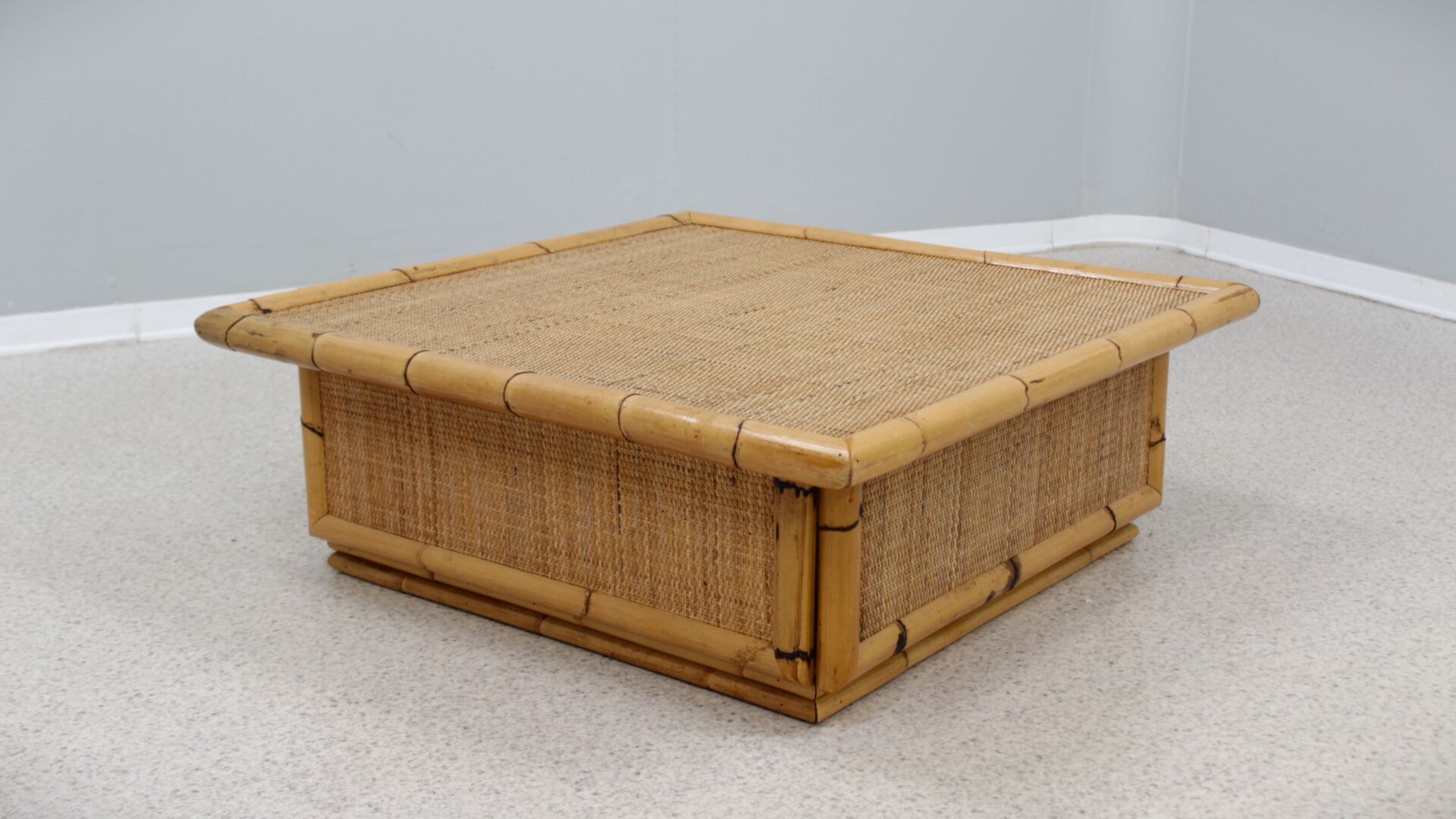 Vintage rattan coffee table dal vera 1960s