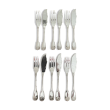 Set of 12 fish cutlery. Model Shell BOULENGER