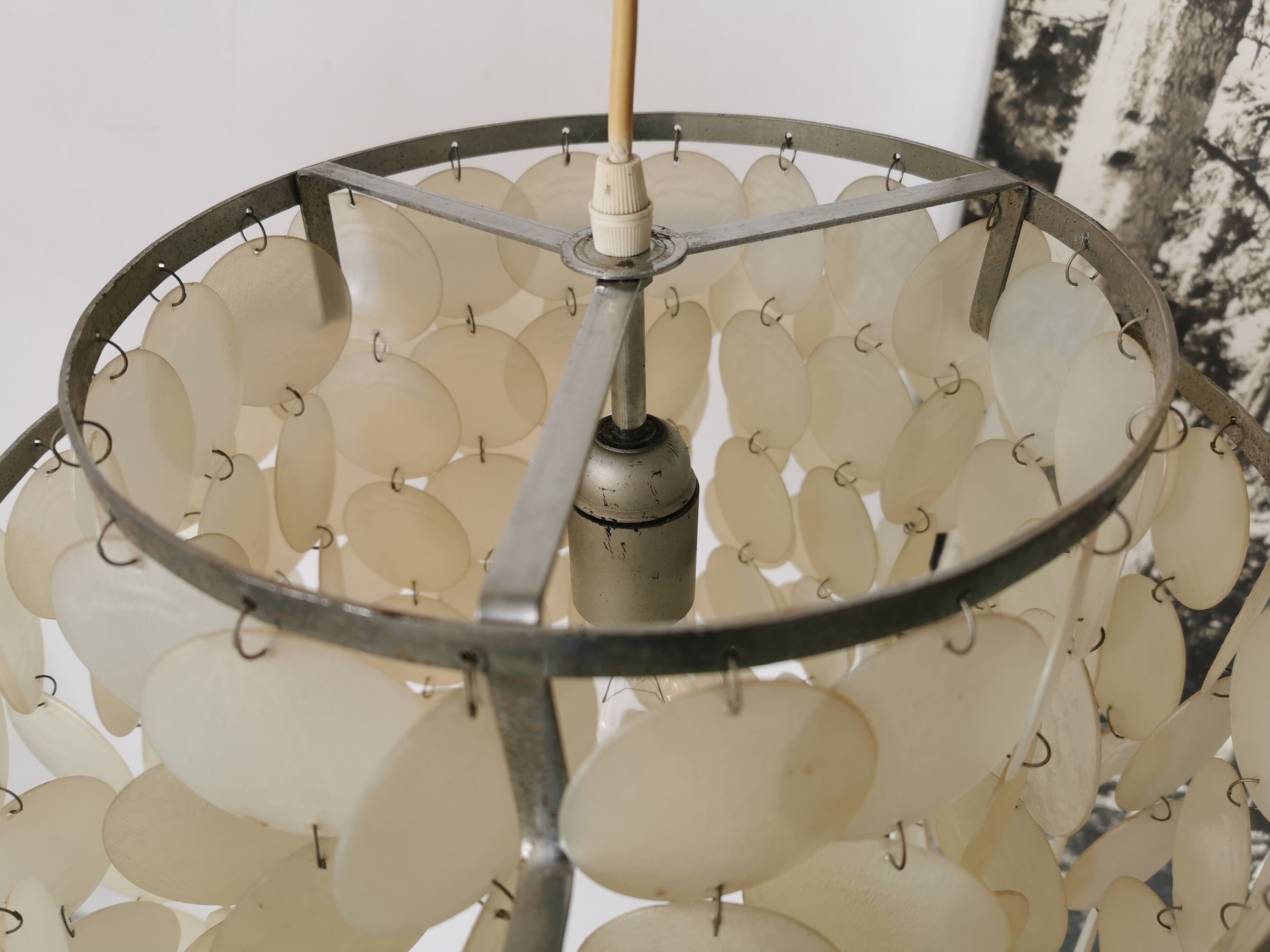 Vintage mother-of-pearl chandelier from the 70s