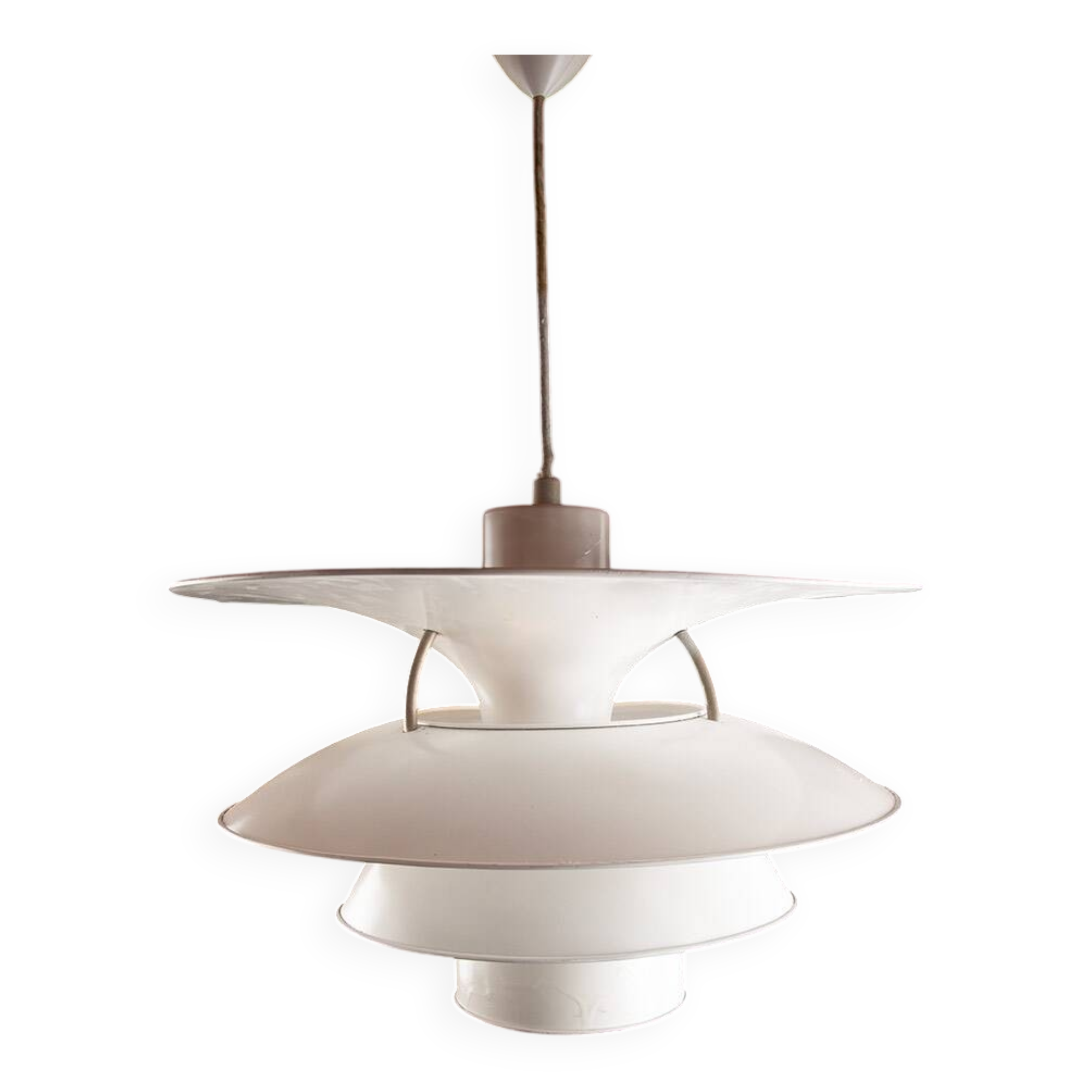 Danish brushed metal pendant light, Poulsen "Charlottenborg" model.