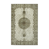 Handwoven overdyed turkish 1970s 185 cm x 276 cm grey carpet