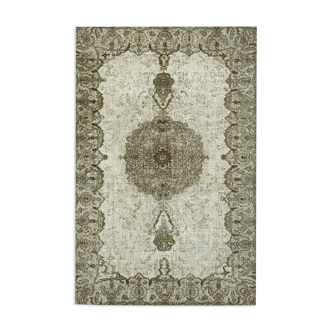 Handwoven overdyed turkish 1970s 185 cm x 276 cm grey carpet